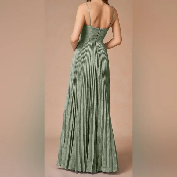 AZAZIE Akiko Pleated Maxi Formal Dress | Pistachio Green | NWT | Size 14 - Picture 8 of 10